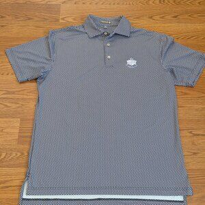 Peter Millar Polo Shirt Mens Medium Purple Diamond AOP Summer Comfort Lake Golf